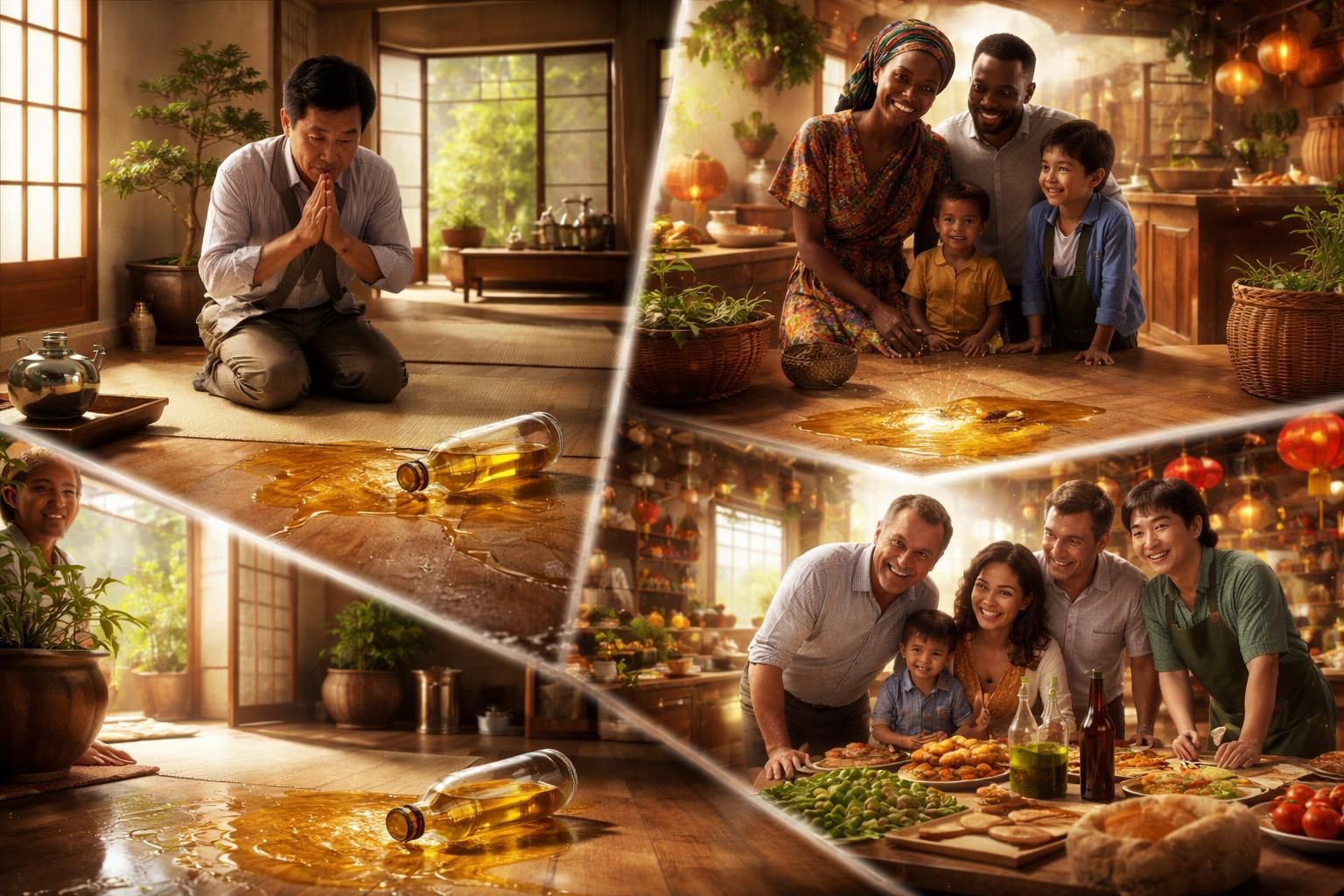 découvrez les diverses interprétations culturelles et symboliques liées au fait de renverser de l'huile par terre à travers le monde.